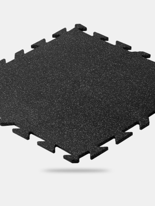 Mata puzzle Premium Black grubośc 15mm czarna z dodatkiem kolorowego granulatu na siłownię, fitness, crosfit